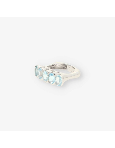 Anillo oro blanco y aguamarina