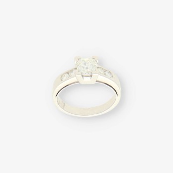 Anillo oro blanco y bri aprox. 1,05 Qt. 2