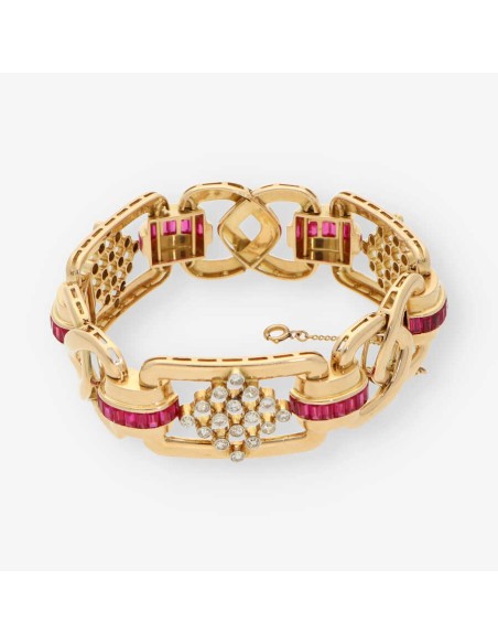 Pulsera chevalier oro rubi y diamantes
