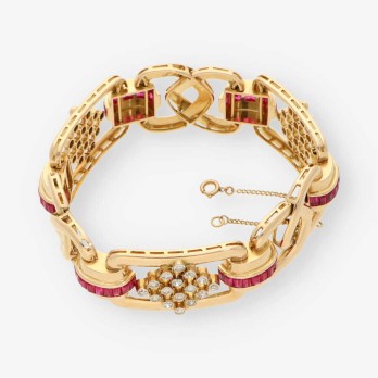 Pulsera chevalier oro rubi y diamantes 2