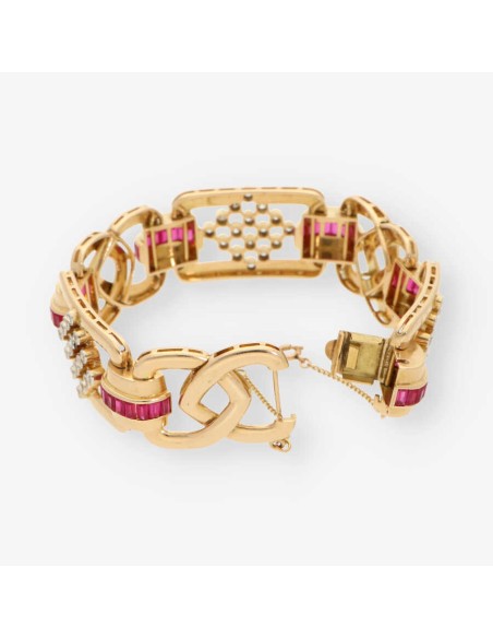 Pulsera chevalier oro rubi y diamantes
