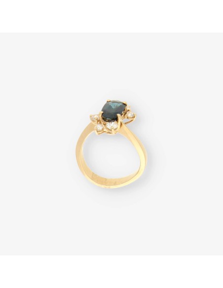 Anillo oro zafiro y bri