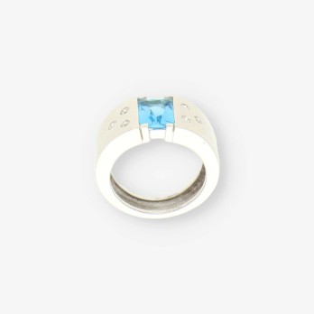 Anillo oro blanco piedra azul y bri 2