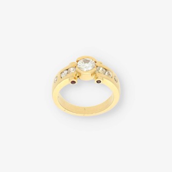 Anillo oro y bri aprox. 0,90 Qt. 2