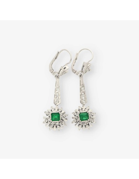 Pendientes oro bl. esmeralda y bri