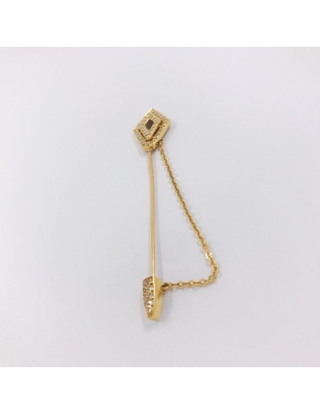 Broche aguja de oro con brillantes