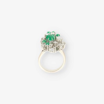 Anillo oro blanco esmeralda y bri 2