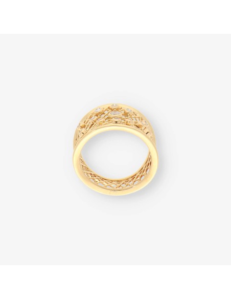 Anillo calado oro y bri     