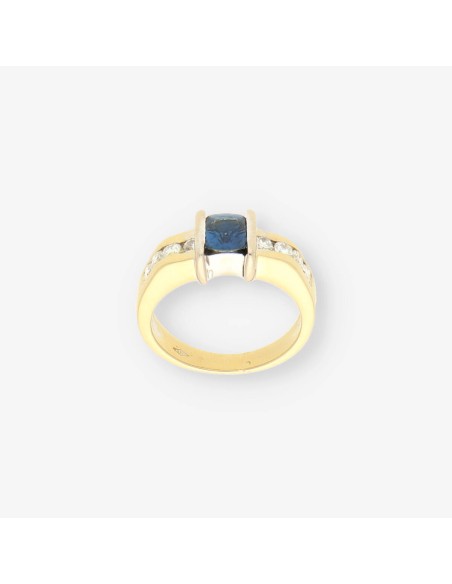 Anillo oro zafiro y bri