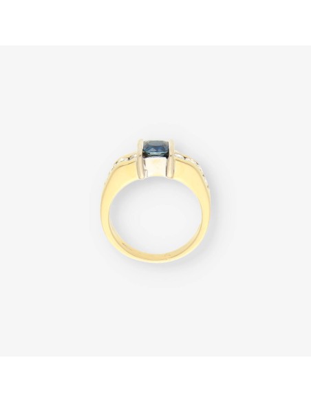 Anillo oro zafiro y bri