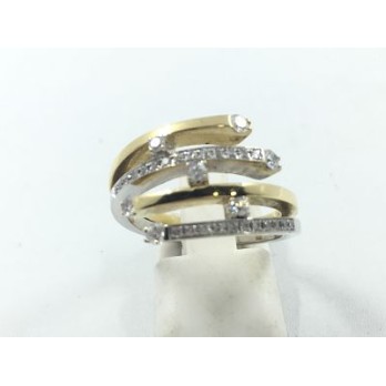 Anillo de oro blanco y amarillo con brillantes