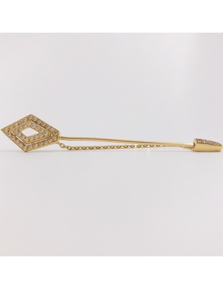 Broche aguja de oro con brillantes