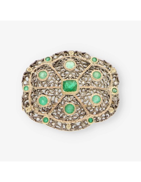 Broche oro esmeralda y diamantes