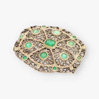 Broche oro esmeralda y diamantes 2