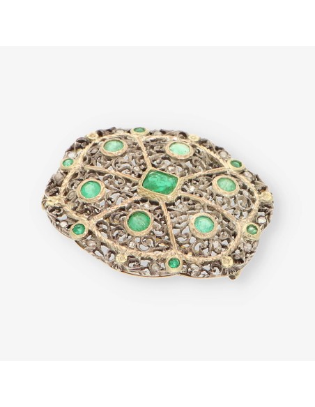 Broche oro esmeralda y diamantes