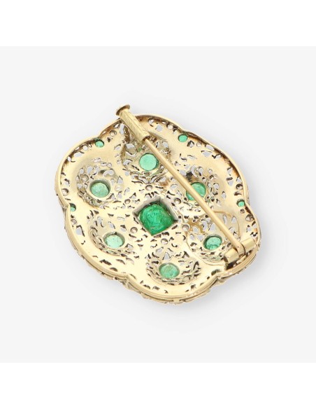 Broche oro esmeralda y diamantes