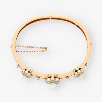 Esclava vintage oro diamantes y perla 2