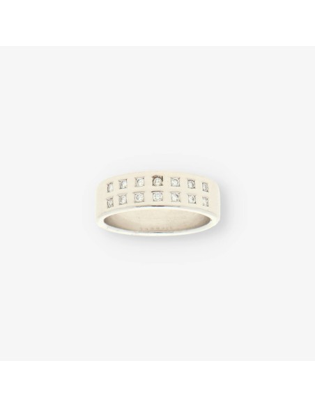Anillo oro blanco y bri