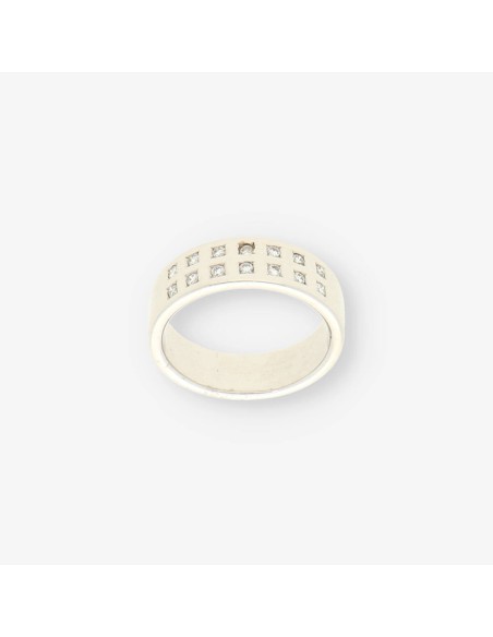 Anillo oro blanco y bri