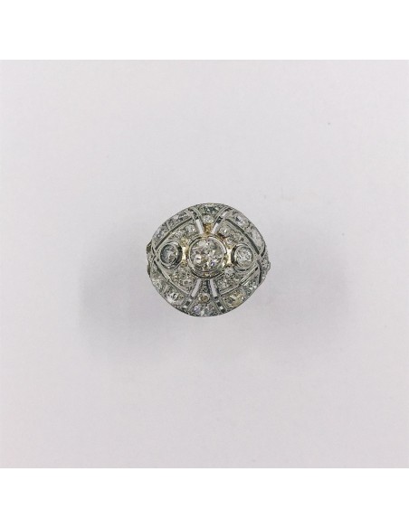 Anillo vintage en oro blanco 18kt con brillantes