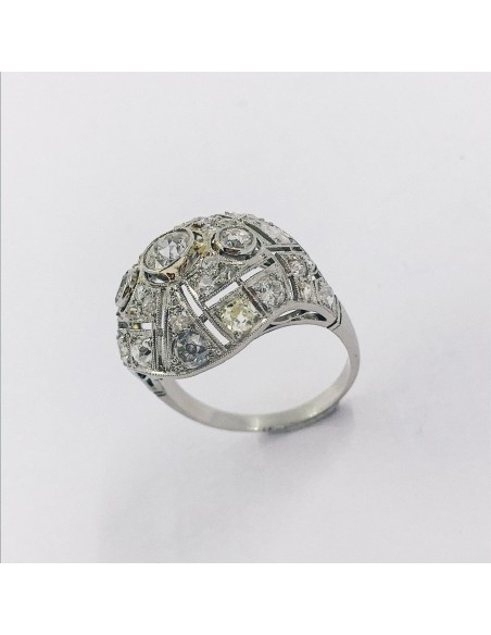 Anillo vintage en oro blanco 18kt con brillantes