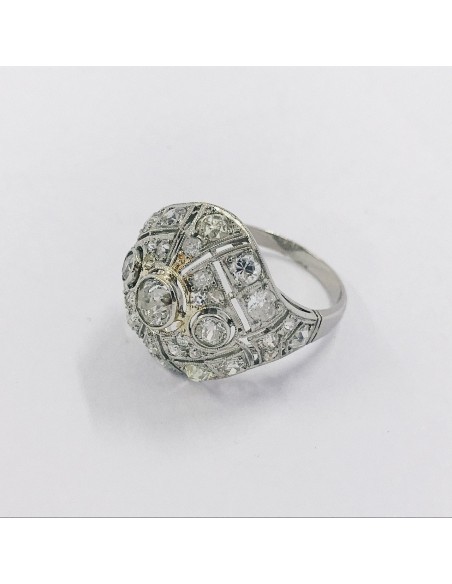 Anillo vintage en oro blanco 18kt con brillantes