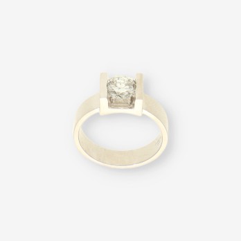 Anillo oro blanco y bri aprox. 0,90 Qt 2