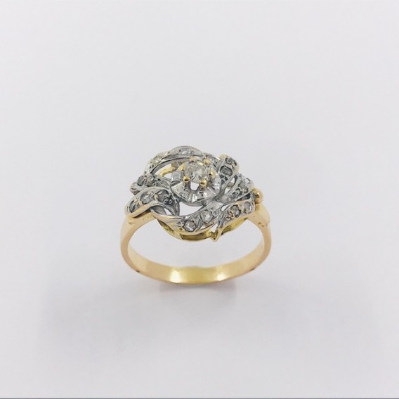 Anillo aÃ±os 40 en oro y brillantes