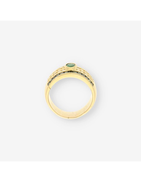 Anillo oro brillante zafiro esmeralda