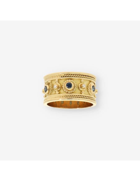 Anillo oro brillantes zafiro