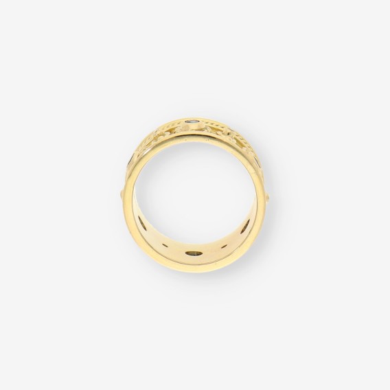 Anillo oro brillantes zafiro