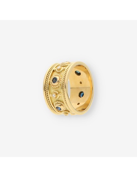 Anillo oro brillantes zafiro