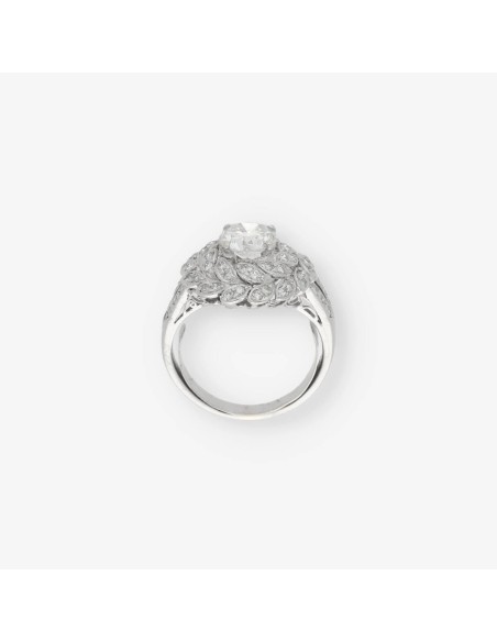 Anillo vintage en oro blanco 18kt con brillante central