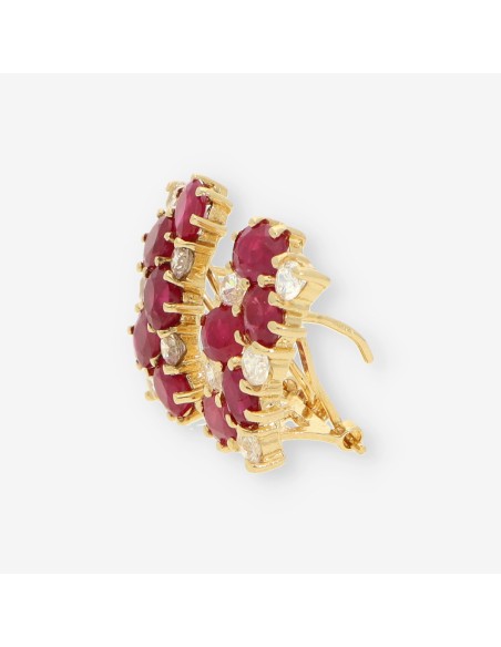 Pendientes oro piedra roja circonitas