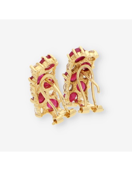 Pendientes oro piedra roja circonitas