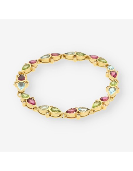 Pulsera oro piedras colores y bri