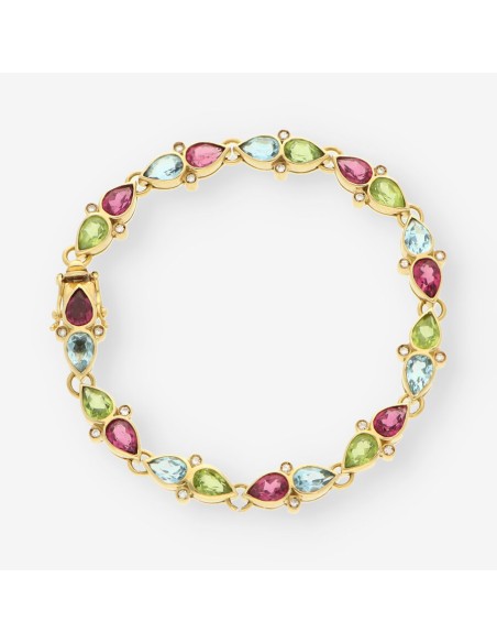 Pulsera oro piedras colores y bri