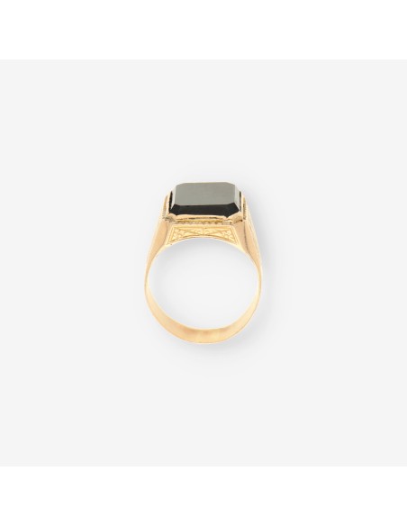 Anillo sello oro y p. Onix