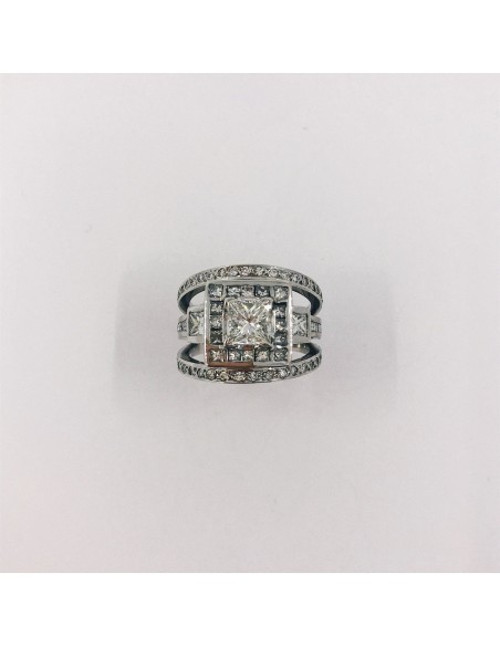 Anillo en oro blanco 18kt con brillantes