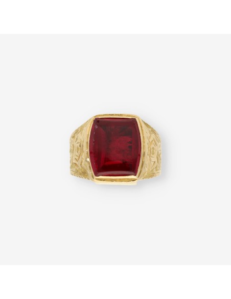Anillo oro piedra roja