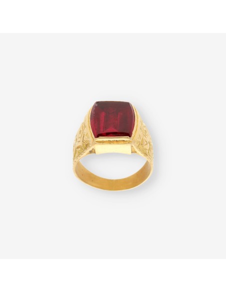 Anillo oro piedra roja