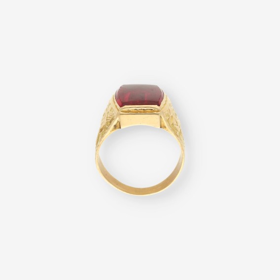 Anillo oro piedra roja