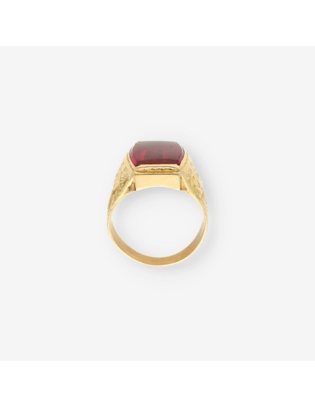Anillo oro piedra roja