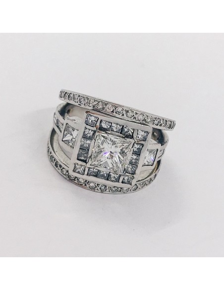 Anillo en oro blanco 18kt con brillantes