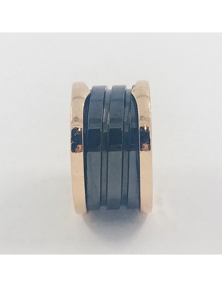 Anillo bulgari oro rosa y cerÃ¡mica.