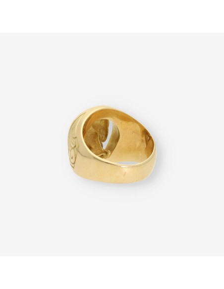 Anillo herradura con caballo oro
