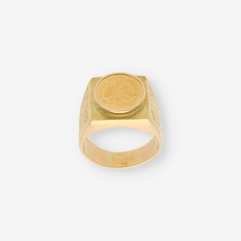 Anillo sello con moneda oro 2