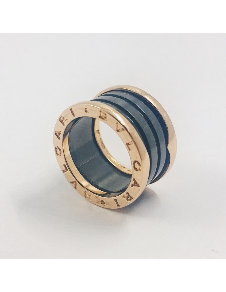 Anillo bulgari oro rosa y cerÃ¡mica.