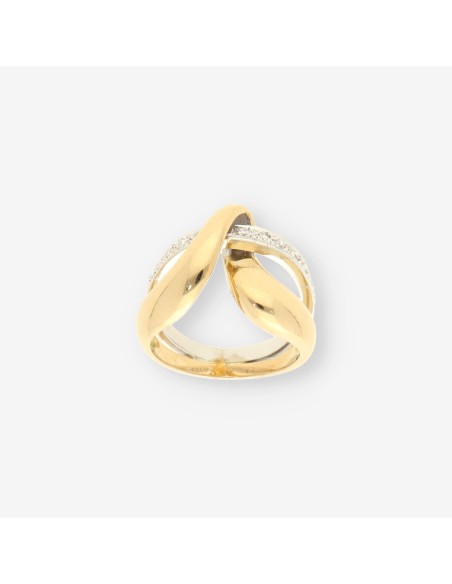 Anillo oro bl. amarillo y brillantes