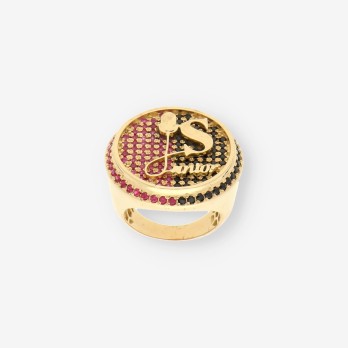 Anillo oro y piedras colores 2
